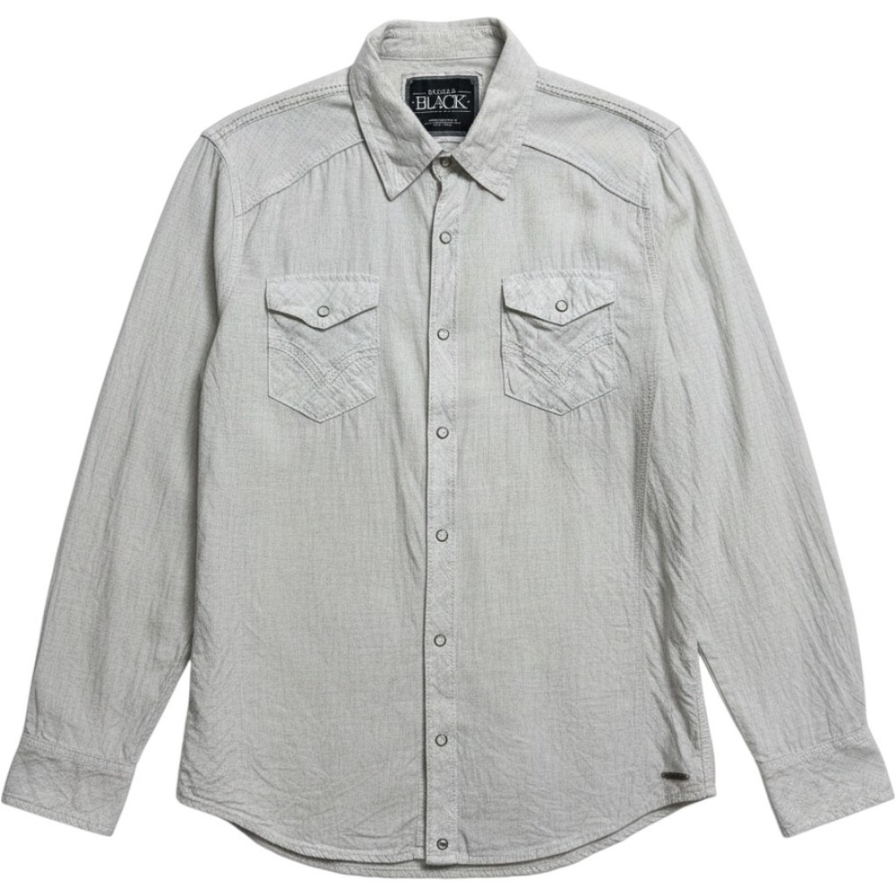Buckle Black Athletic Fit Western Pearl Snap Button Shirt Mens Large Long Sleeve